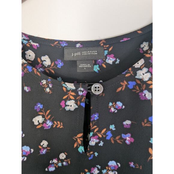 J. Jill Wearever Collection Floral Accordion Pleat Back Blouse - Picture 5 of 8